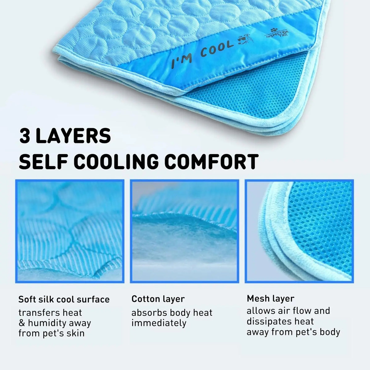 Summer Dog Cooling Mat, Self-cooling No Water Needed, Extra Large, Washable & Portable for Indoor & Outdoor