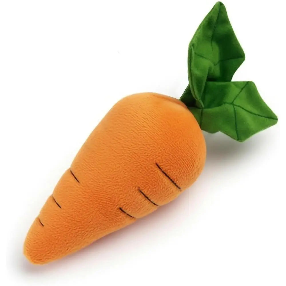 Durable Plush Dog and Cat Toys with Multi-Squeaks and Crinkle Paper. Orange, 8-Inch Carrot
