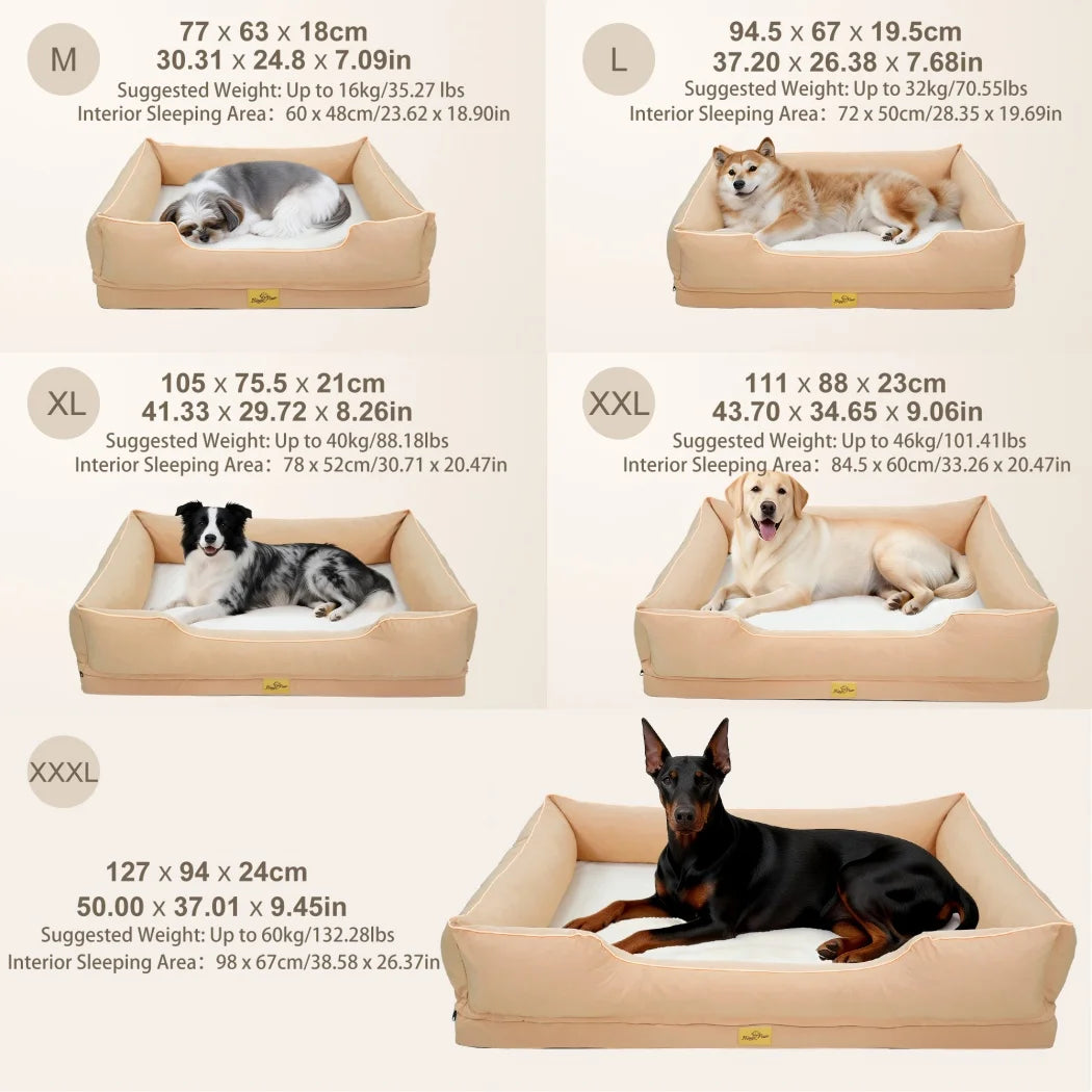 Extra Large Orthopedic Dog Bed Soft Calming Pet Sofa Couch Enhanced Bolster Deep Snuggle Bed
