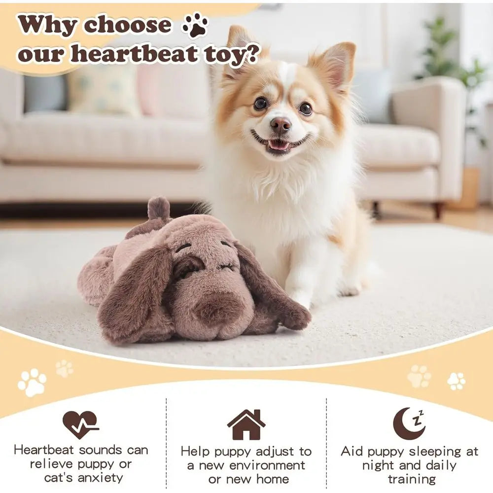 Puppy Heartbeat Toy Dog Anxiety Relie Calming Aid Puppy Heartbeat Stued Animal Behavioral Training Sleep Aid Comort Soother Plus