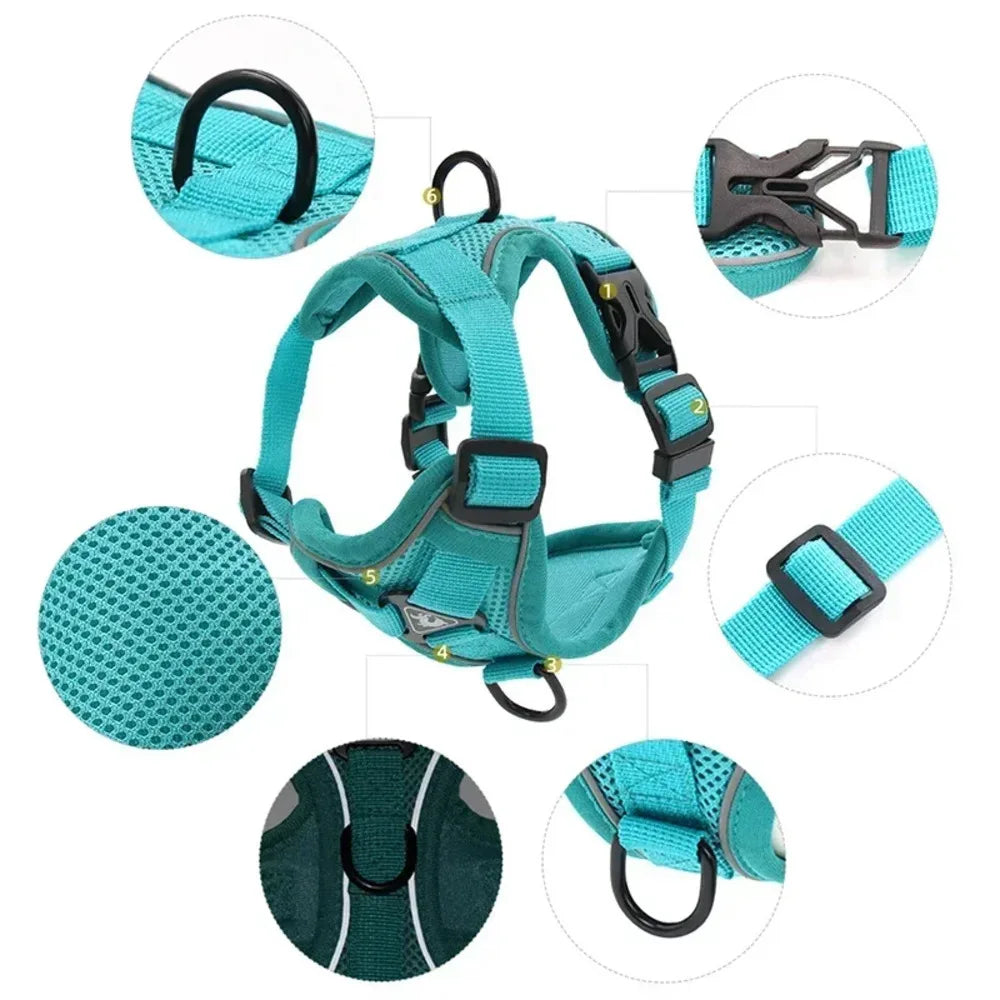 Dog Collars Leash No Pull Dog Harness and Leash Set Adjustable Pet Harness Vest Breathable Mesh Pet Harnesses Medium Small Set