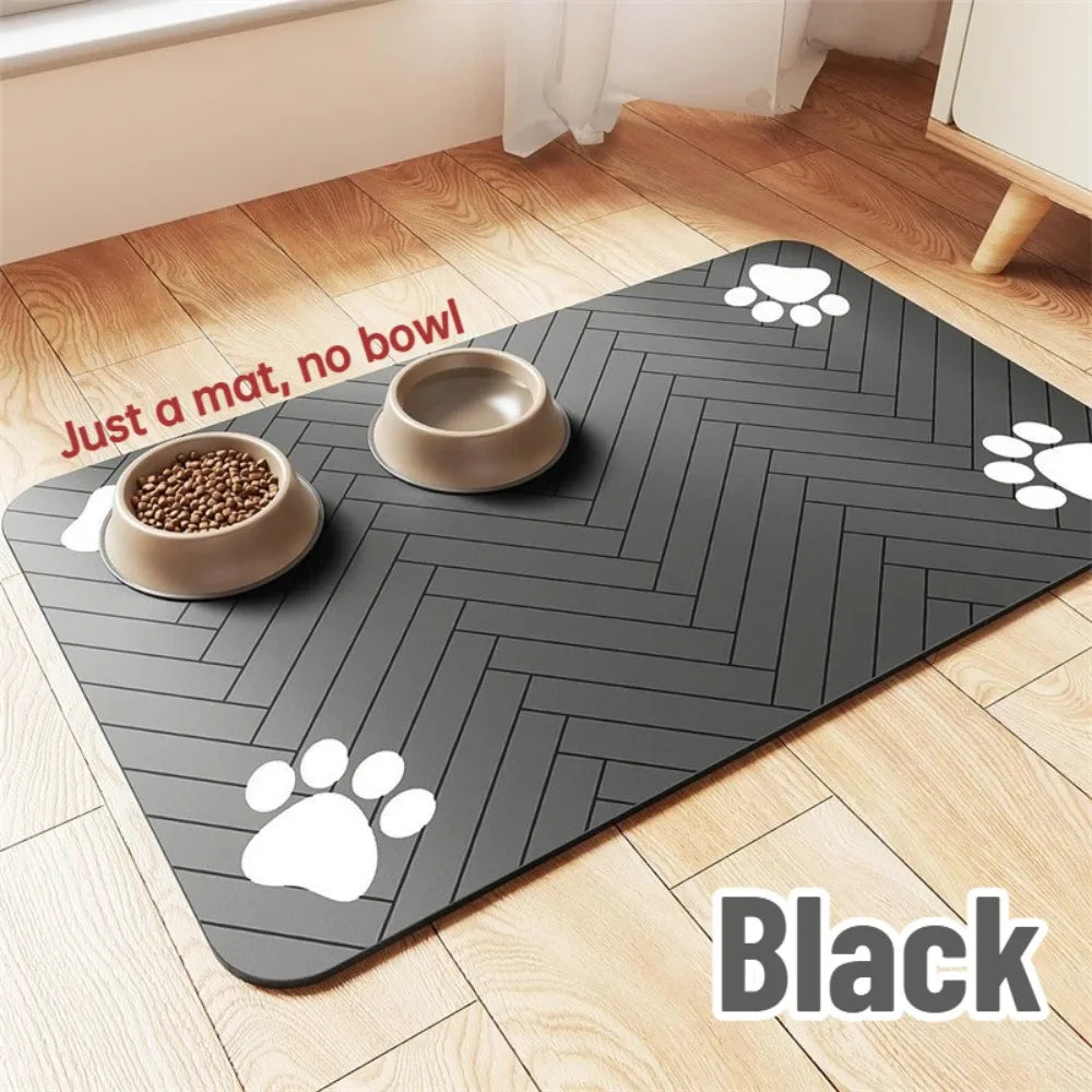 Absorbent Dog Cat Feeding Mat Quick Dry Waterproof Pet Bowl Placemat with Rubber Backing for Food Water Floor Protection