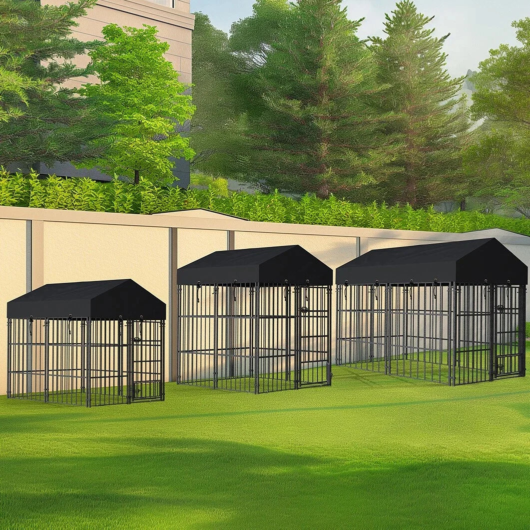 64.9" Heavy Duty Metal Outdoor Dog Kennel Playpen Crate Welded Wire Poultry Hens,Ducks,Geese Crate with Waterproof Cover
