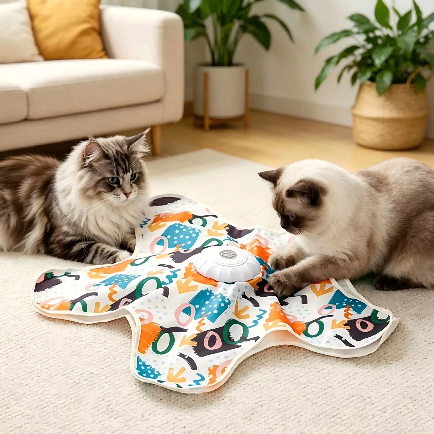 Automatic Interactive Cat Toy Hide And Seek Moving Feather Smart Sensor Durable Kitten Play Toy With Chirps For Bored Cats