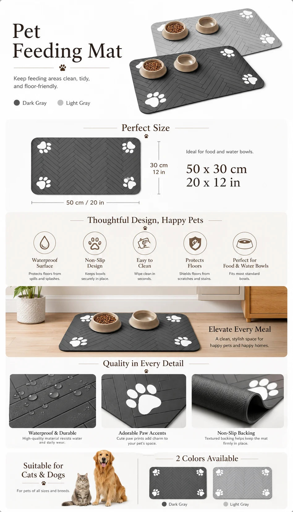 Soft Plush Pet Mat, Non-Slip Waterproof Dog Cat Bed Pad for Floor Couch, Machine Washable
