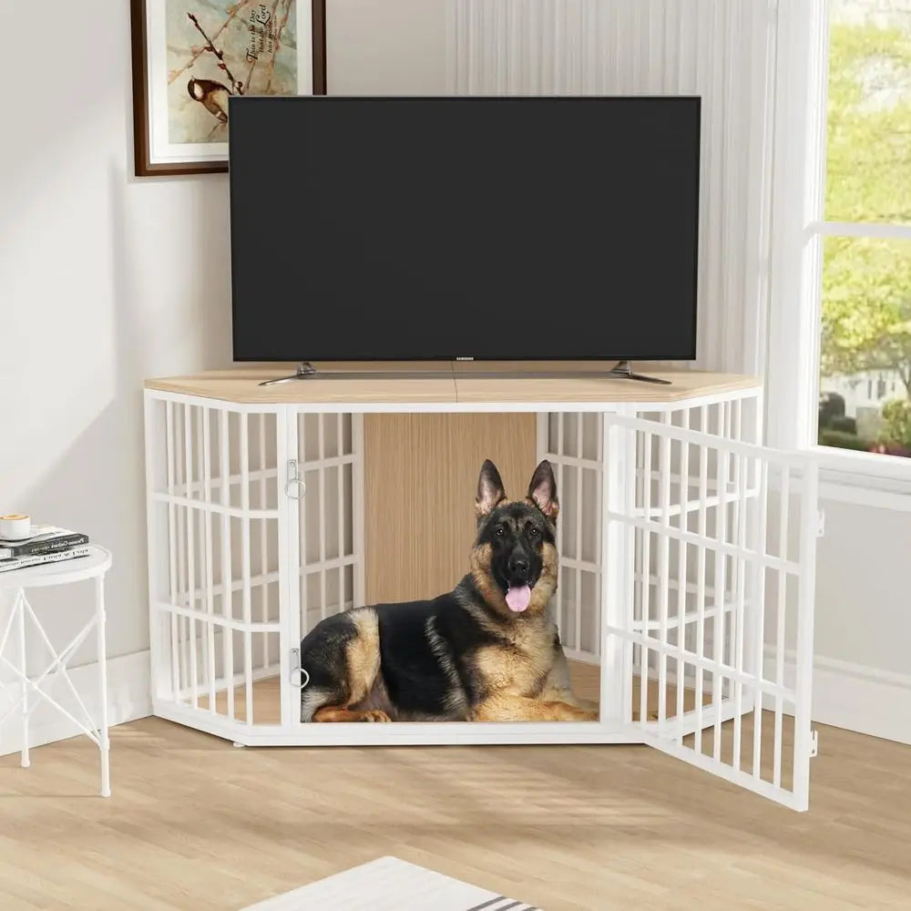 52 Inch Dog Crate urniture , Wooden Dog Kennel urniture, End Table Dog Crate or Large Dogs, Indoor Pet Crates Side Table or Dogs