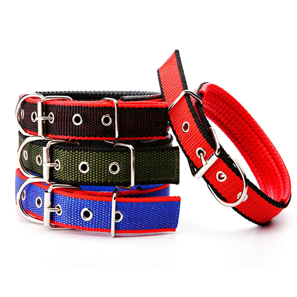 Comfortable Padded Nylon Dog Collar Adjustable Dog Neck Strap Strong Durable Dog Collars for Large Dogs Puppy Cat Pet Products