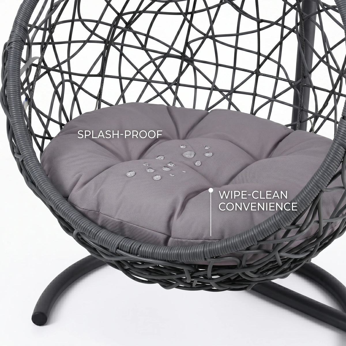 Cat Swing Bed with Stand, Rattan Wicker Egg Chair with Cushion, Indoor Hanging Pet Bed for Cats & Small Dogs, Gray