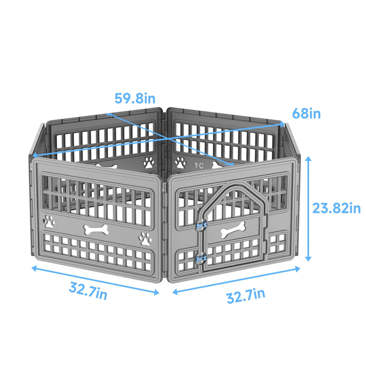6 Panels Plastic Pet Playpen, Foldable Hexagonal Dog Exercise Fence with Door, Indoor Outdoor Puppy Enclosure for Small Medium Pets
