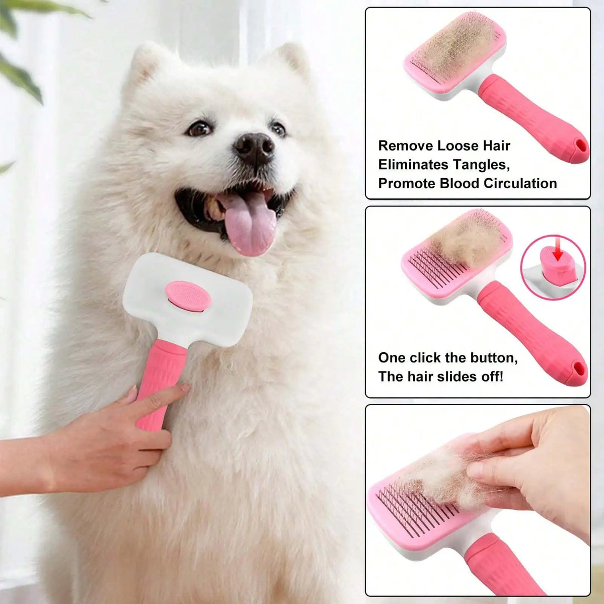 1pc Pet Grooming Brush, Deshedding Tool For Dogs And Cats, One-Click Loose Undercoat Removal, Pet Grooming Tool