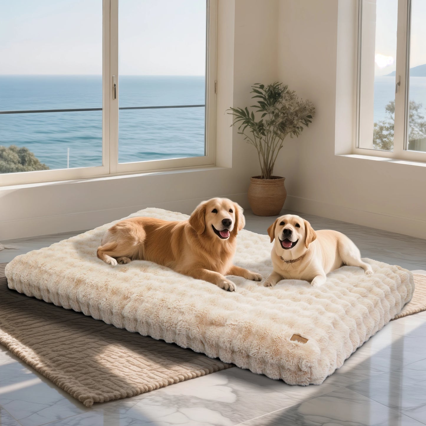 M-4XL Ultra-soft Plush Dog Bed Pet Cat Calming Sleeping Bed Thicker Foam Base Crate Bed Multiple Sizes Option for Dogs