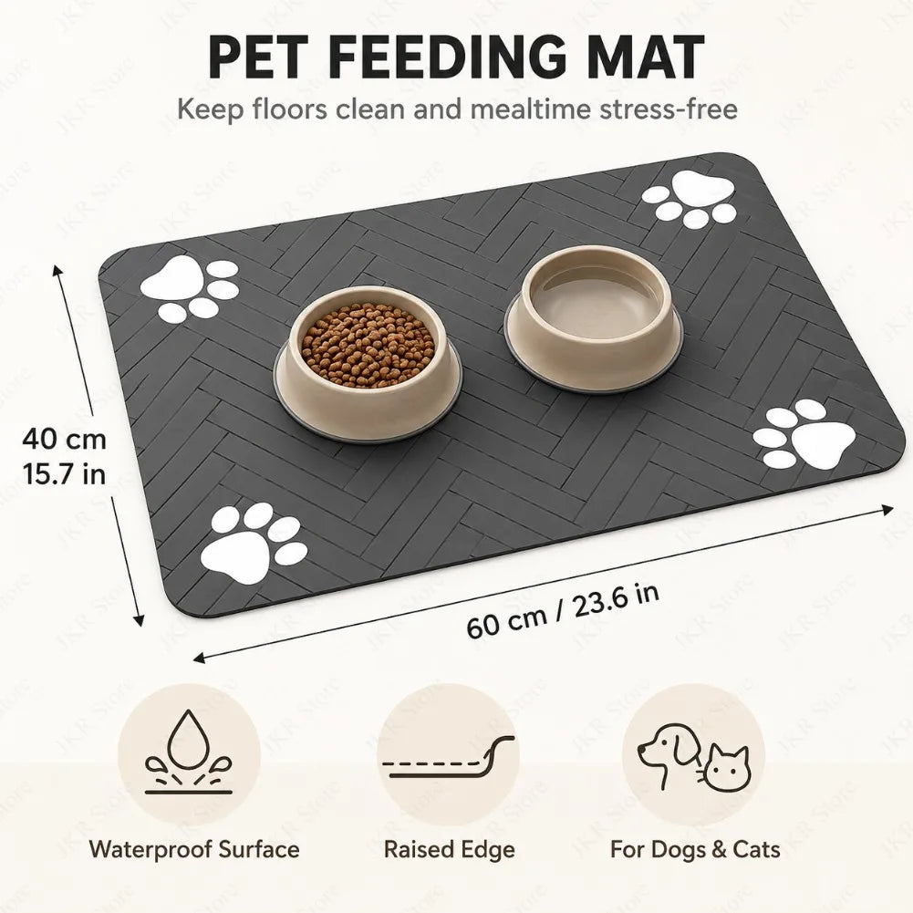 Absorbent Dog Cat Feeding Mat Quick Dry Waterproof Pet Bowl Placemat with Rubber Backing for Food Water Floor Protection