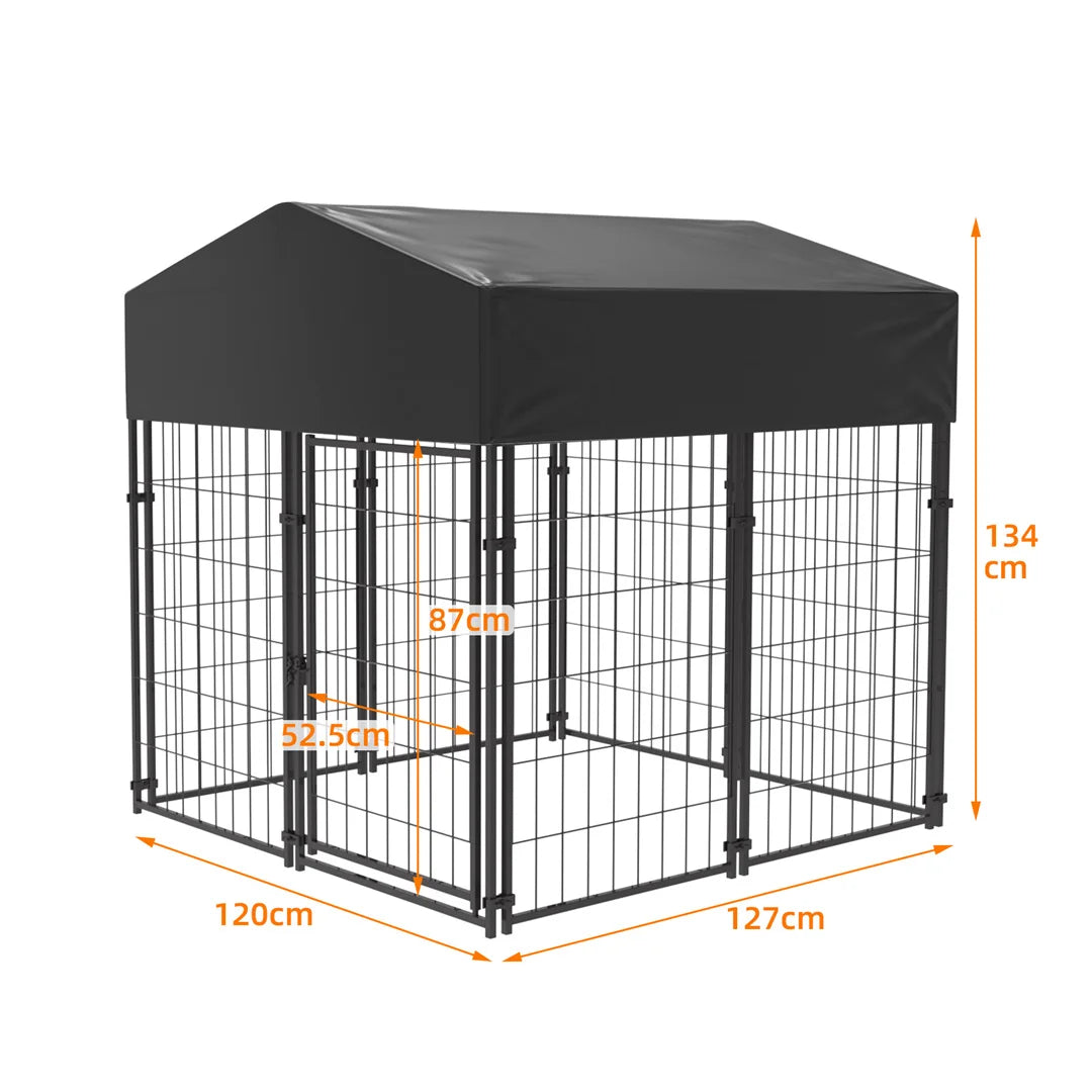 64.9" Heavy Duty Metal Outdoor Dog Kennel Playpen Crate Welded Wire Poultry Hens,Ducks,Geese Crate with Waterproof Cover