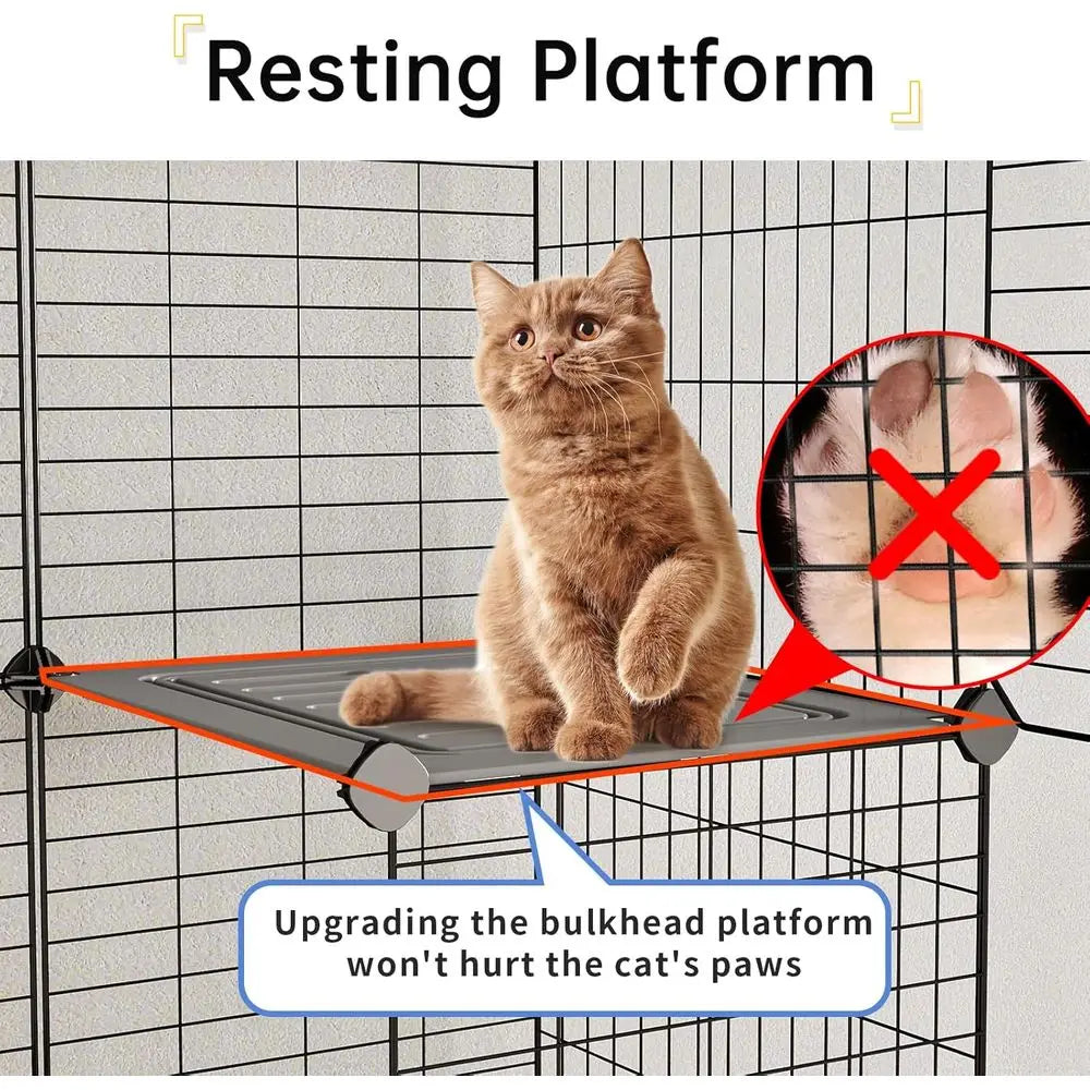 Cat Cage Indoor with Litter Box 2-Tier DIY Cat Playpen Detachable Metal Wire Kennel Crate Large Exercise Place Ideal or 1-2 Kitt