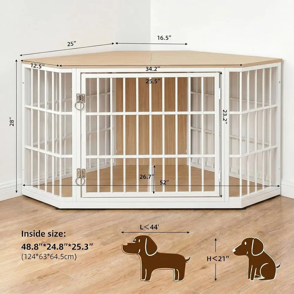52 Inch Dog Crate urniture , Wooden Dog Kennel urniture, End Table Dog Crate or Large Dogs, Indoor Pet Crates Side Table or Dogs