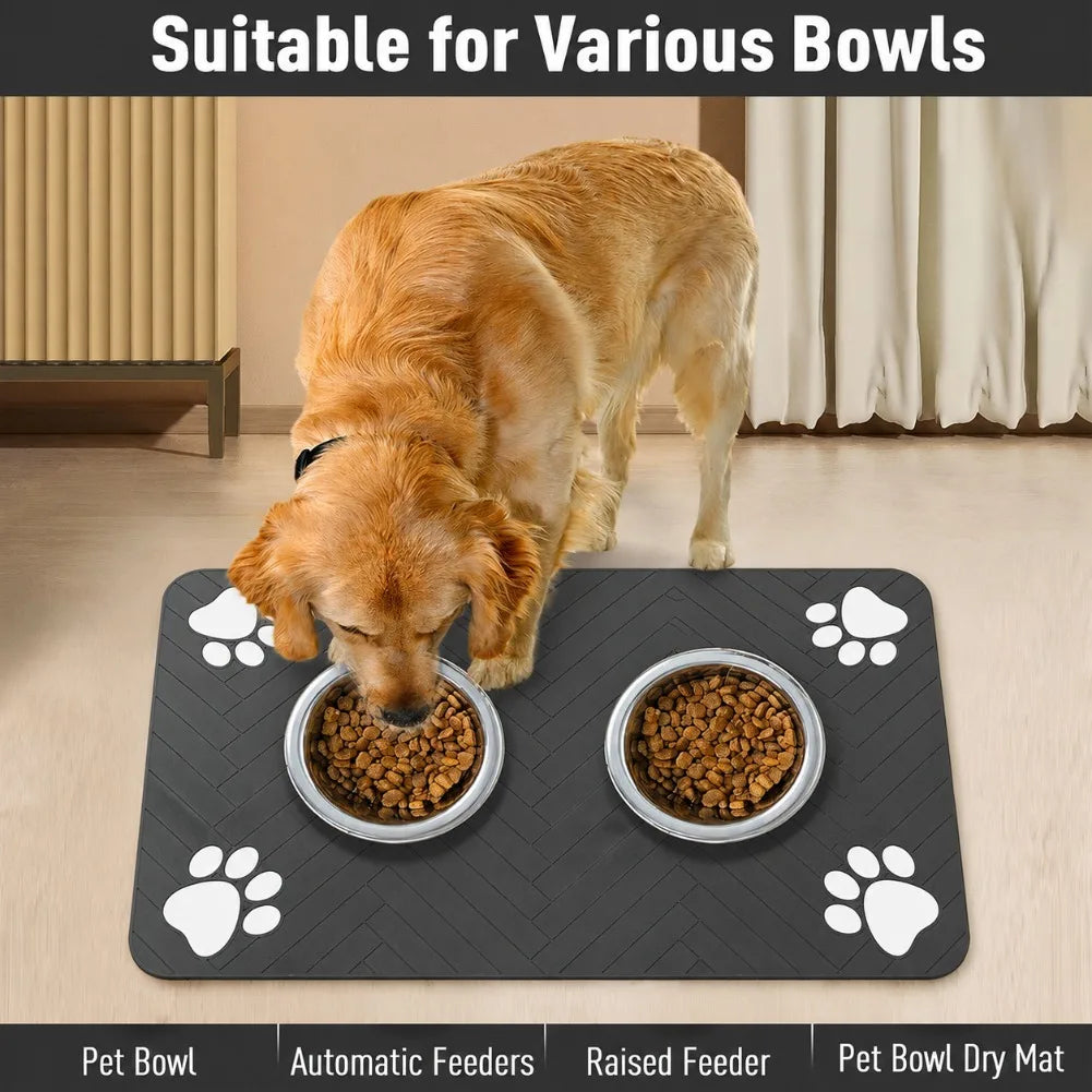 Absorbent Dog Cat Feeding Mat Quick Dry Waterproof Pet Bowl Placemat with Rubber Backing for Food Water Floor Protection