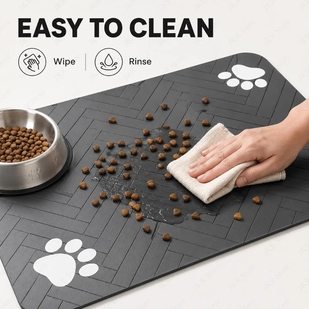 Absorbent Dog Cat Feeding Mat Quick Dry Waterproof Pet Bowl Placemat with Rubber Backing for Food Water Floor Protection