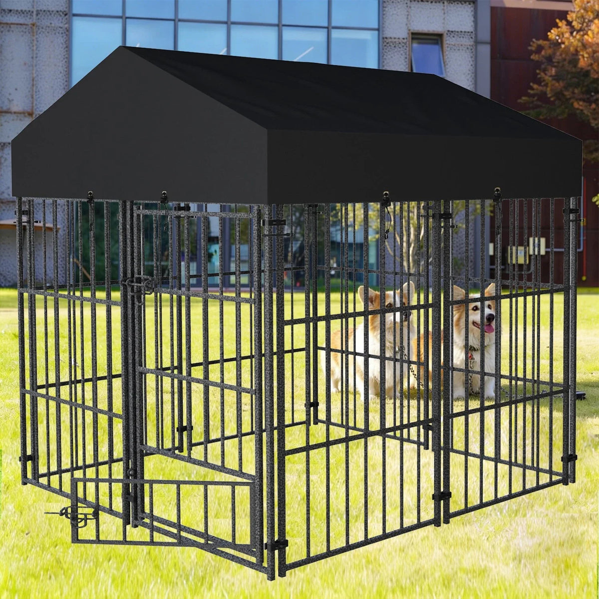 64.9" Heavy Duty Metal Outdoor Dog Kennel Playpen Crate Welded Wire Poultry Hens,Ducks,Geese Crate with Waterproof Cover