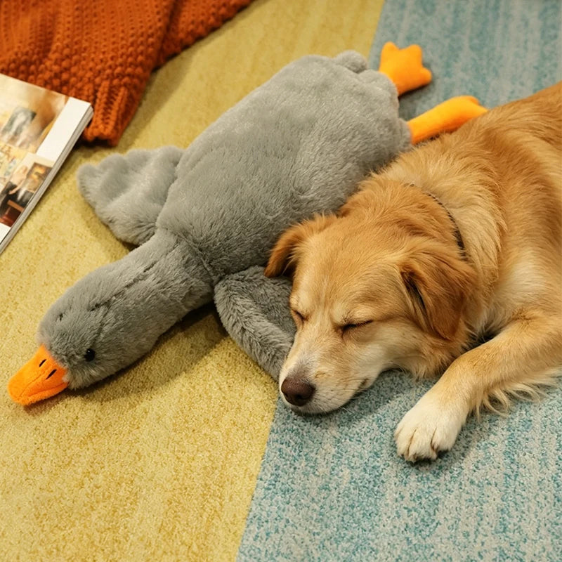 50cm Goose Plush Toy Soft Stuffed Pillow Cats Dogs Relax Pet Companion Anxiety-Relieving Dog Buddy Energy Release Gift for Pets