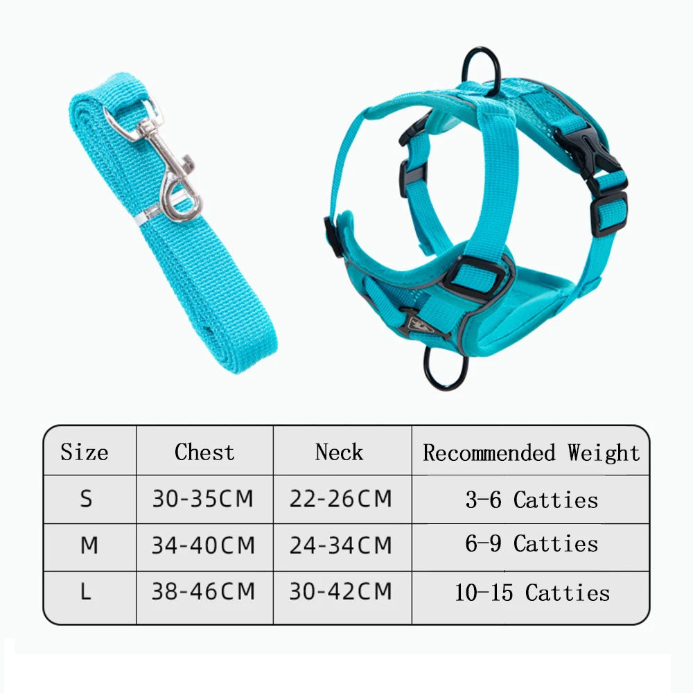 Dog Collars Leash No Pull Dog Harness and Leash Set Adjustable Pet Harness Vest Breathable Mesh Pet Harnesses Medium Small Set