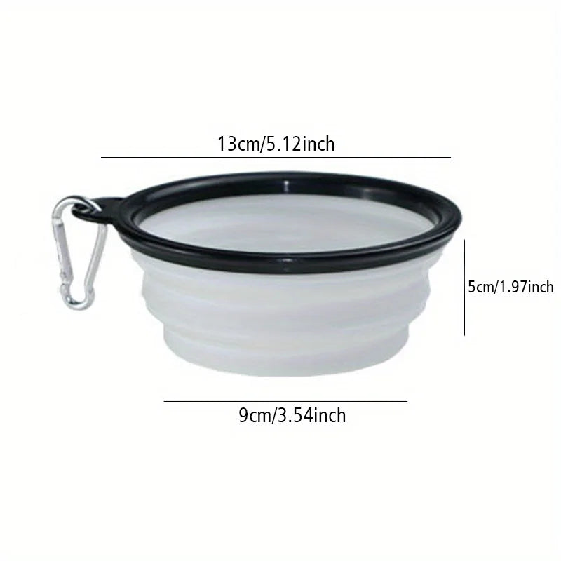 Portable Silicone Folding Dog Bowl with Rim Collapsible Pet Food Water Bowl for Outdoor Walking Travel