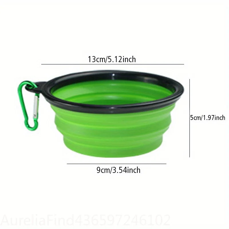 Portable Silicone Folding Dog Bowl with Rim Collapsible Pet Food Water Bowl for Outdoor Walking Travel