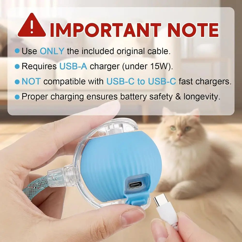 Interactive Cat Toys for Indoor Cats & Dogs, Agile Moving Ball with Elastic Mesh Tail, Rechargeable Enrichment Toys, Smart Autom