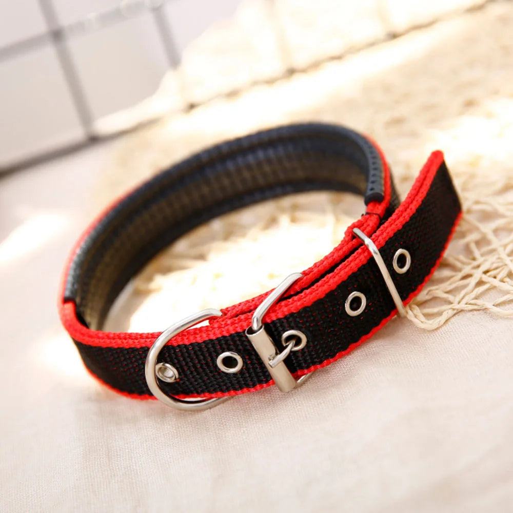 Comfortable Padded Nylon Dog Collar Adjustable Dog Neck Strap Strong Durable Dog Collars for Large Dogs Puppy Cat Pet Products