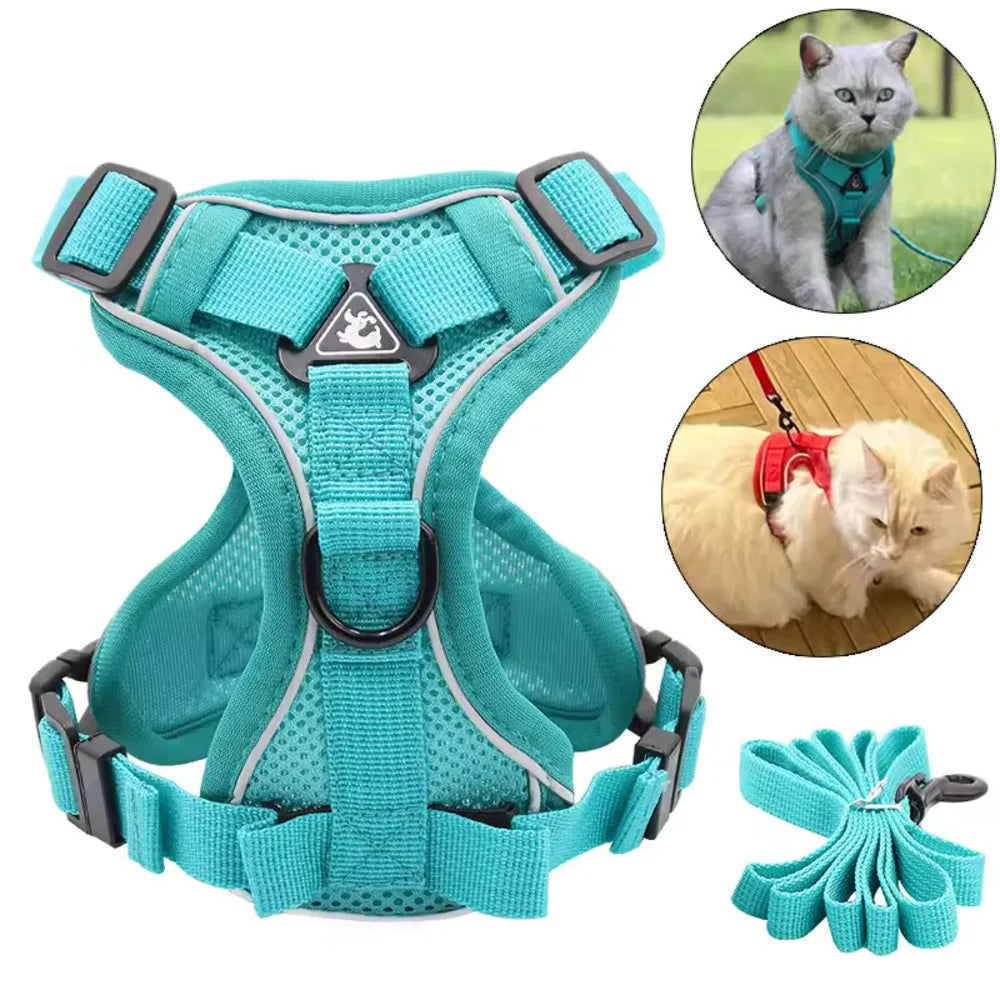 Dog Collars Leash No Pull Dog Harness and Leash Set Adjustable Pet Harness Vest Breathable Mesh Pet Harnesses Medium Small Set