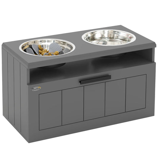 Elevated Dog Bowls, Raised Dogs Bowl Stand with 25L Storage Drawer