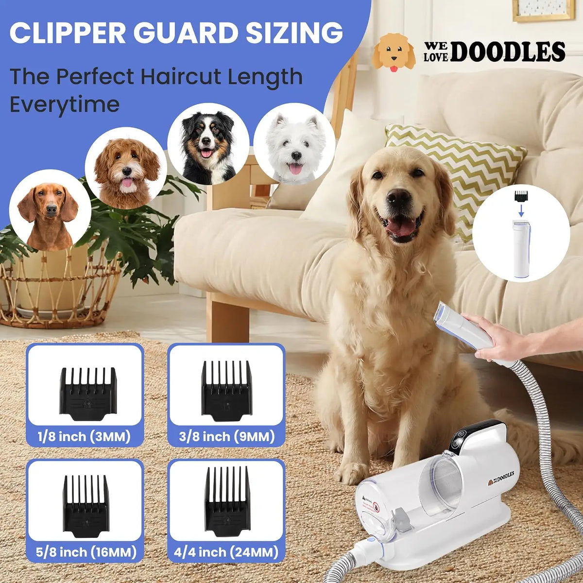 Dog Grooming Vacuum, Professional Use & Home Pet Grooming Vacuum for Dogs | 11-in-1 Professional Grade & Lightweight Dog