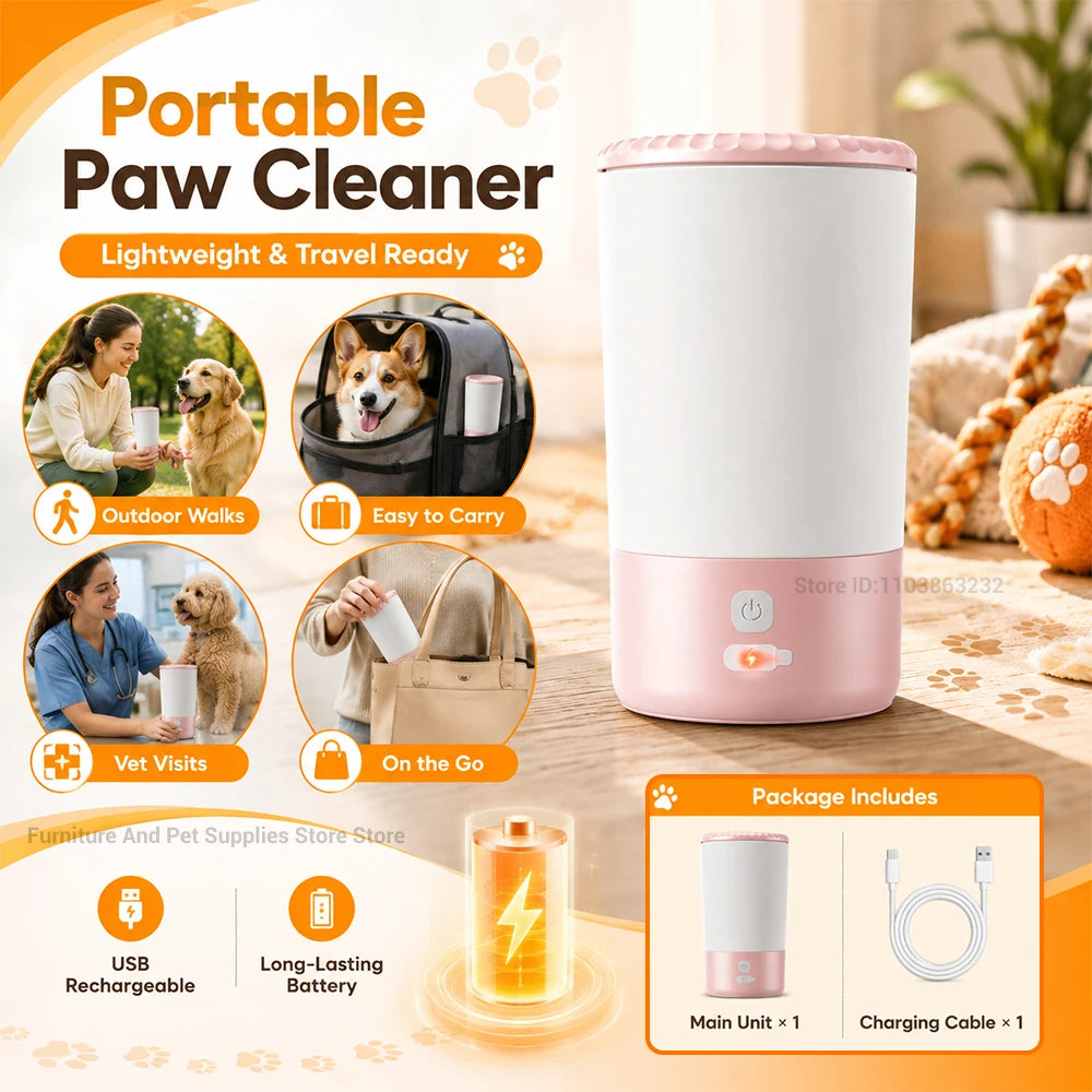 Rechargeable Automatic Dog Paw Cleaner: Pet Paw Cleaning Cup with Automatic 360° Paw Cleaner Featuring Soft Silicone Bristles