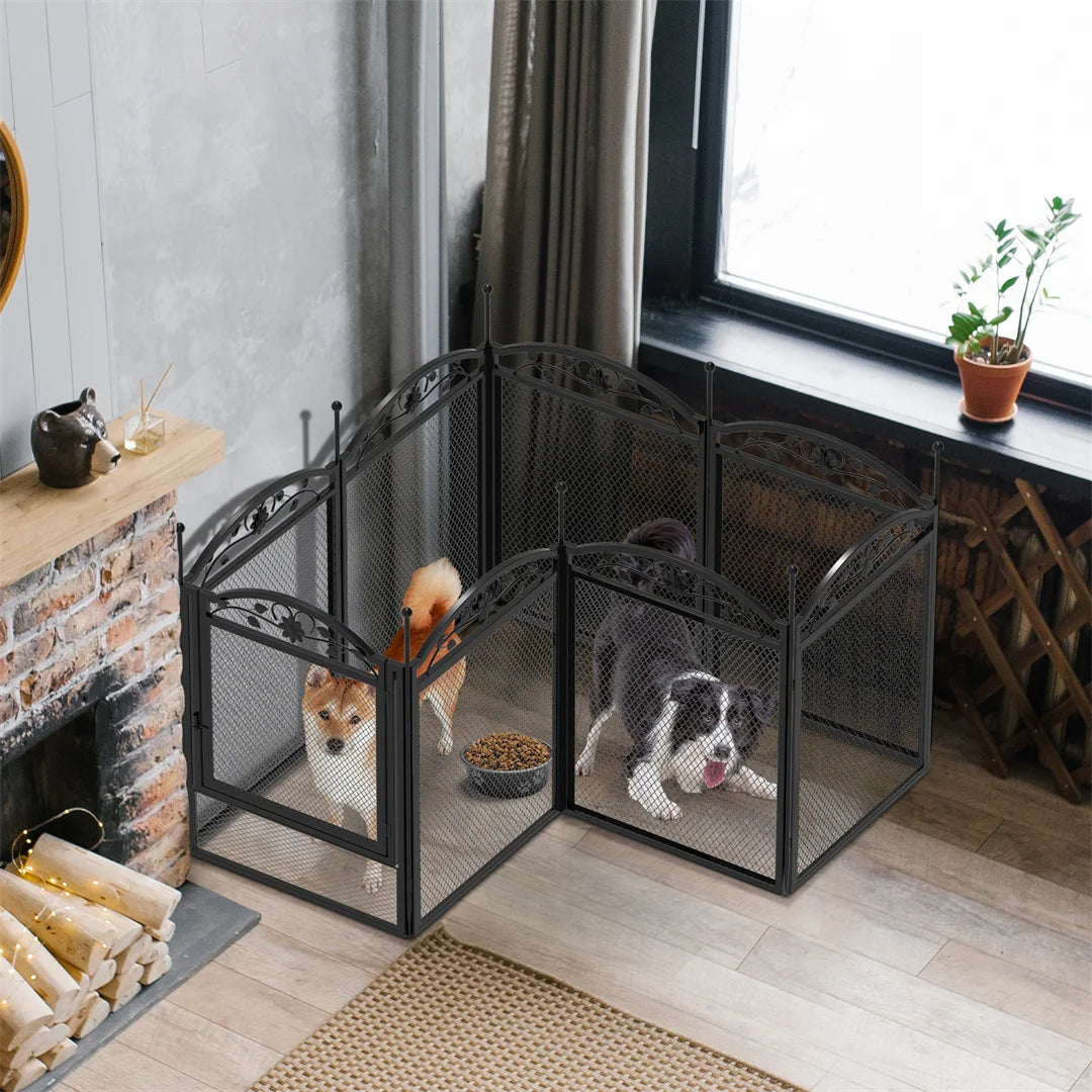 8 Panels Heavy Duty Metal Dog Playpen Whelping Fence,Multifunal Outdoor Indoor Puppy Training Fence with Waterproof Floor Pad