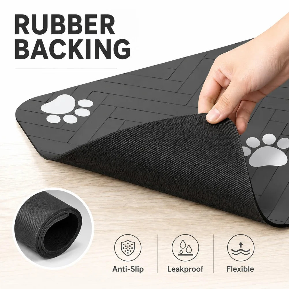 Absorbent Dog Cat Feeding Mat Quick Dry Waterproof Pet Bowl Placemat with Rubber Backing for Food Water Floor Protection