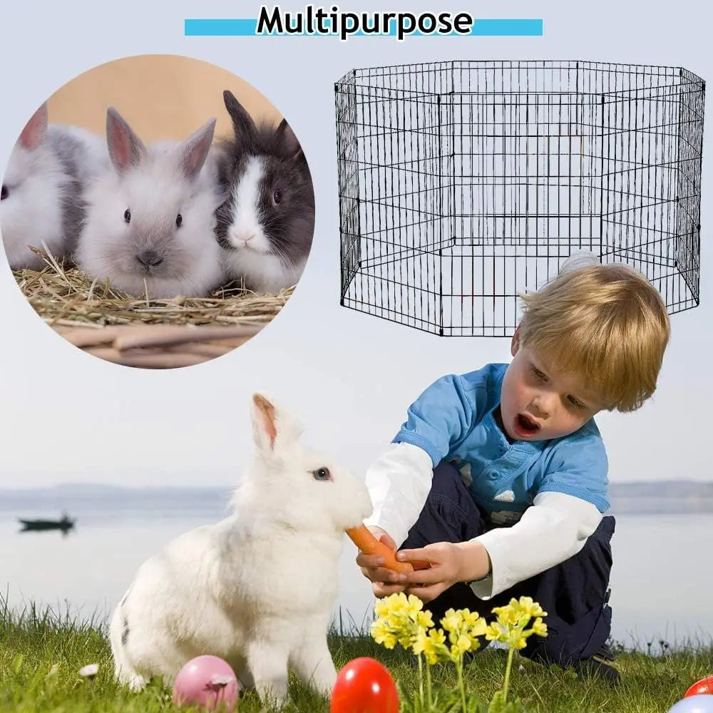 Pet Playpen, 8 Panel Metal Portable oldable Indoor Outdoor Cat Puppy Exercise Pen olding Animal Wire Yard Dog ence Crate Kennel