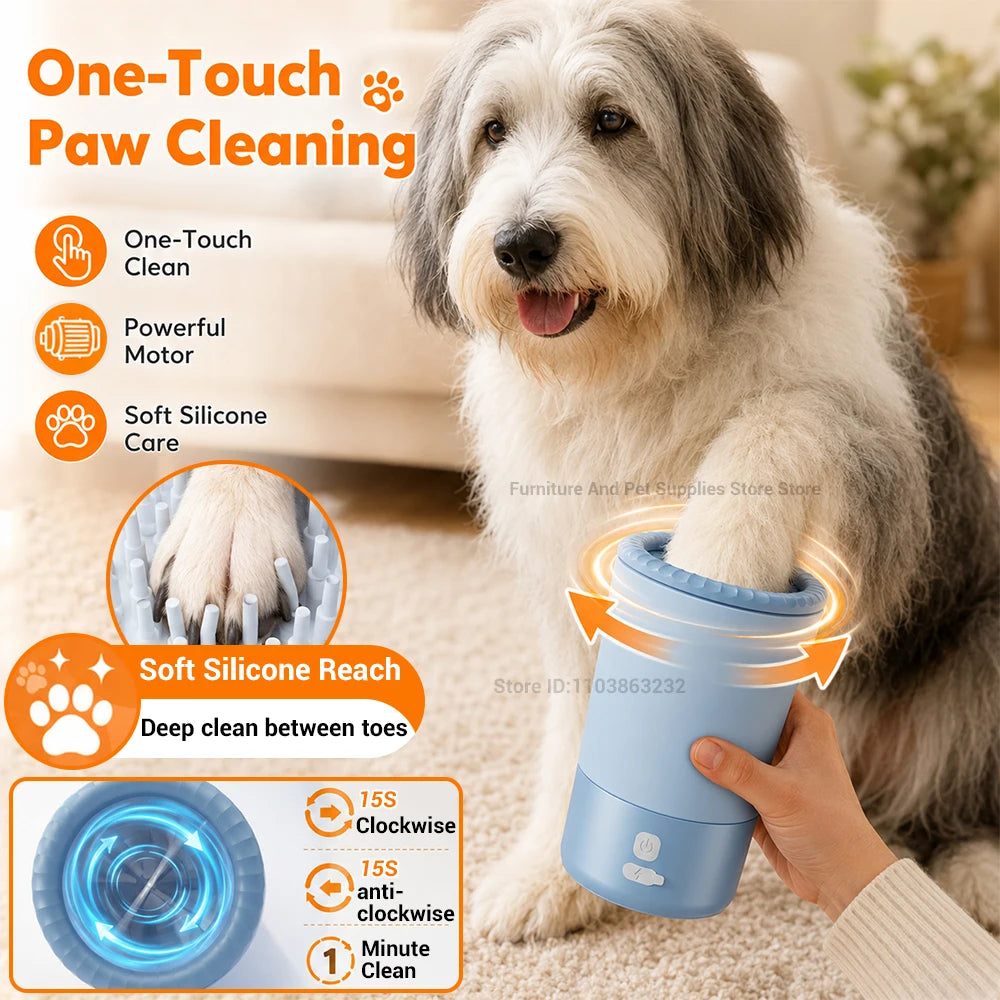 Rechargeable Automatic Dog Paw Cleaner: Pet Paw Cleaning Cup with Automatic 360° Paw Cleaner Featuring Soft Silicone Bristles