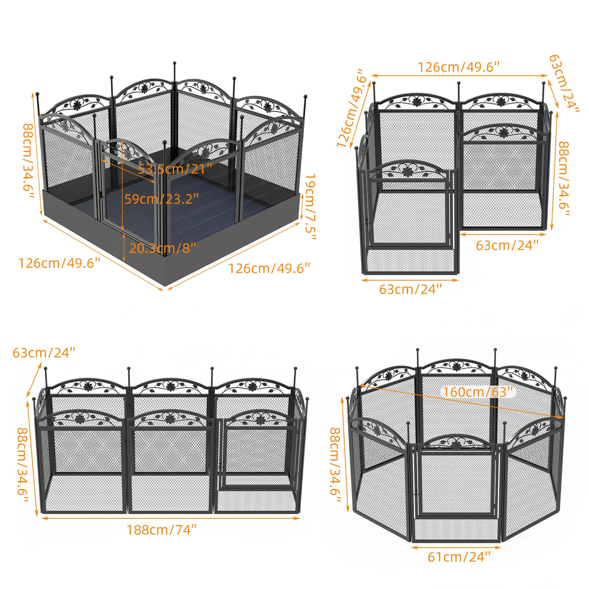 8 Panels Heavy Duty Metal Dog Playpen Whelping Fence,Multifunal Outdoor Indoor Puppy Training Fence with Waterproof Floor Pad